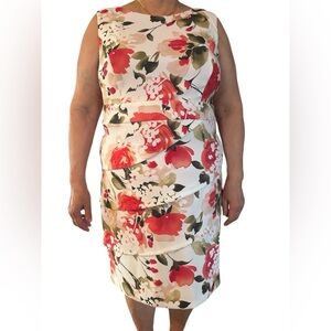 Laura Plus Red and White Sheath Midi Dress for Weddings